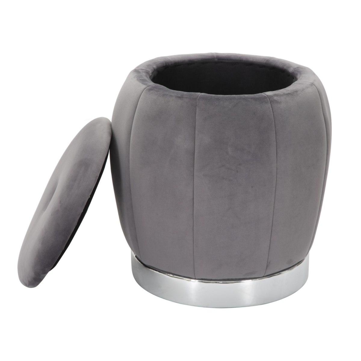 Pouf Contenitore Paris Grigio/Silver cm.Ø43x43