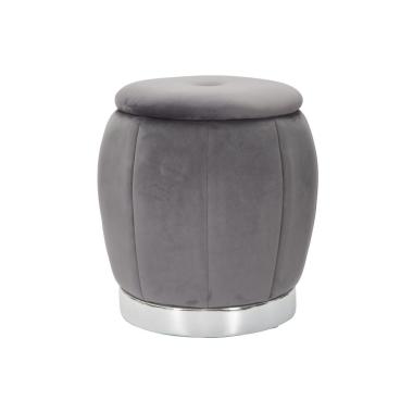 Pouf Contenitore Paris Grigio/Silver cm.Ø43x43