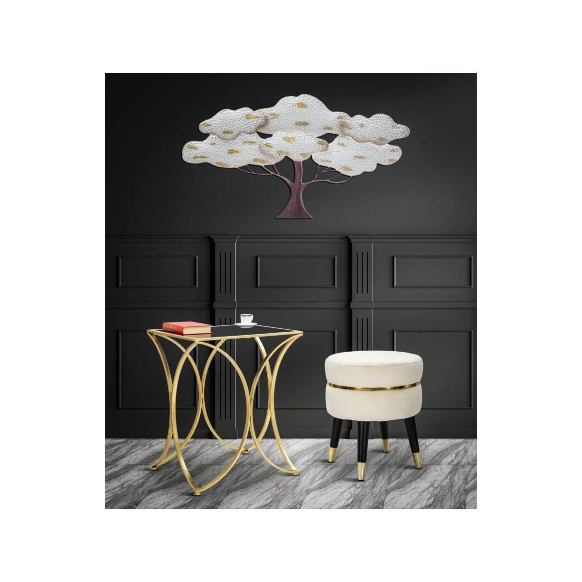 Sgabello Paris Crema/Gold cm.Ø35x40,5
