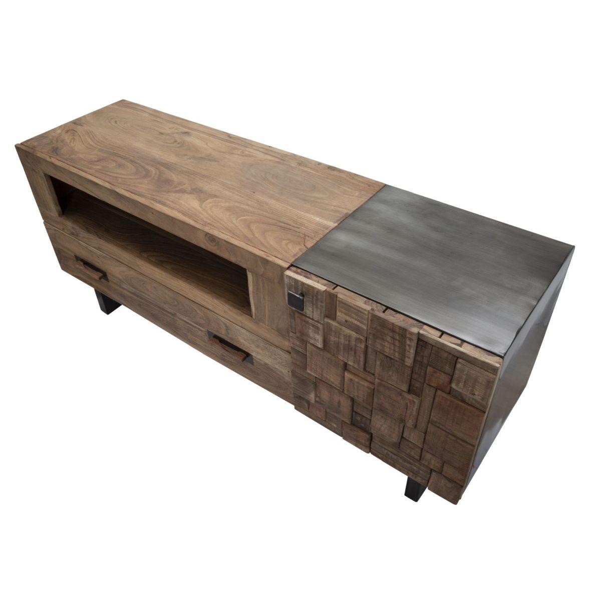 Porta Tv Mumbai cm.145x40x62 Legno Di Acacia Nilotica
