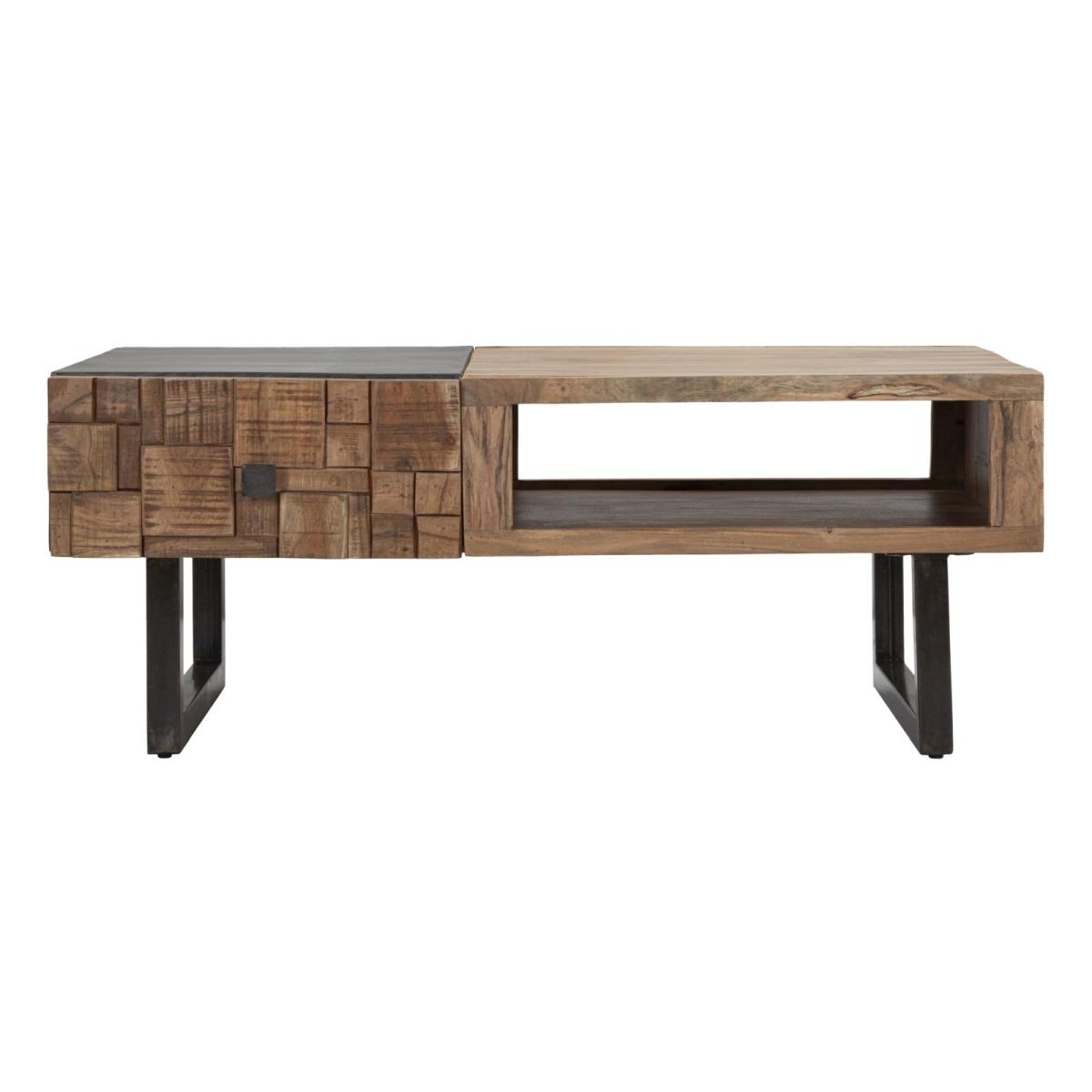 Tavolo Da Caffe' Ret. Mumbai cm.110x60x43 Legno Di Acacia Nilotica
