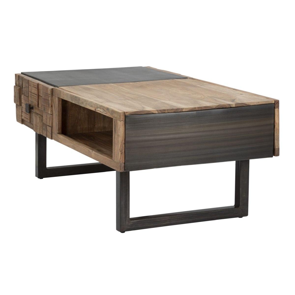 Tavolo Da Caffe' Ret. Mumbai cm.110x60x43 Legno Di Acacia Nilotica