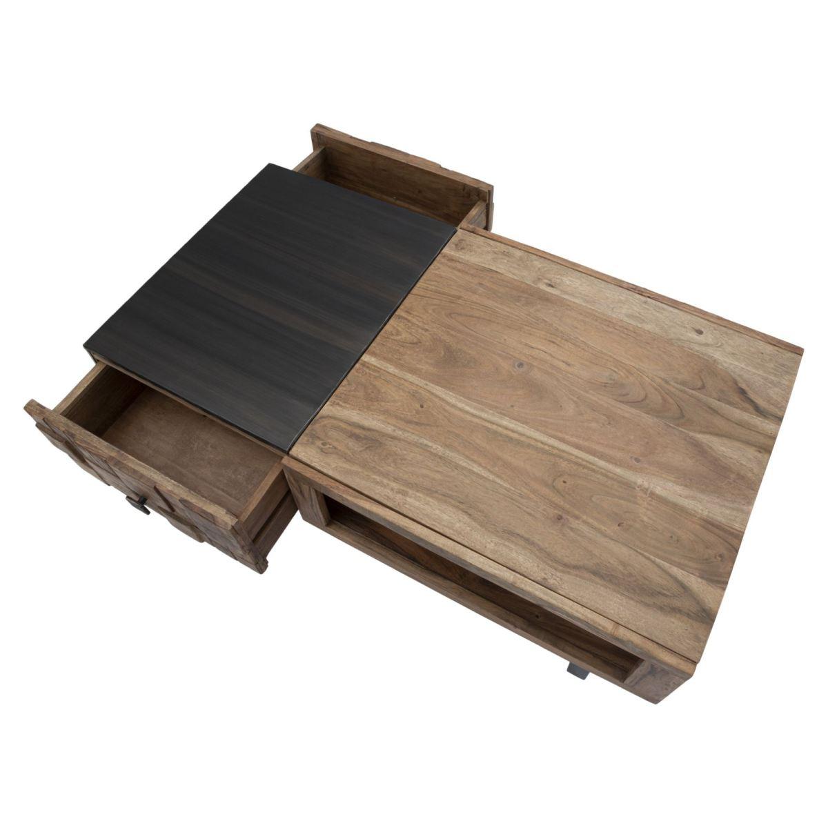 Tavolo Da Caffe' Ret. Mumbai cm.110x60x43 Legno Di Acacia Nilotica