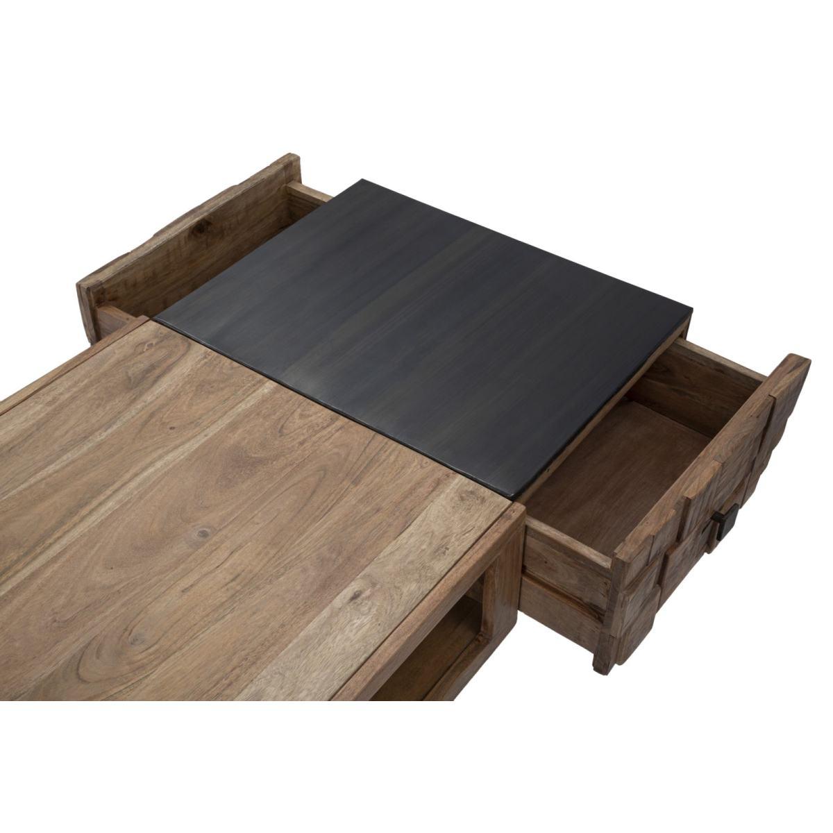 Tavolo Da Caffe' Ret. Mumbai cm.110x60x43 Legno Di Acacia Nilotica