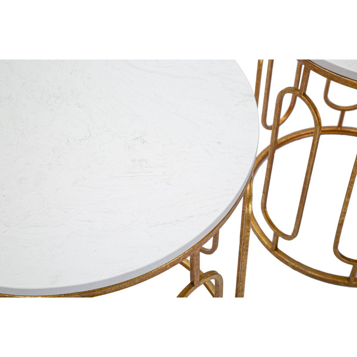Tavolinetti Tory Marble Coppia cm.Ø46x55-39x48