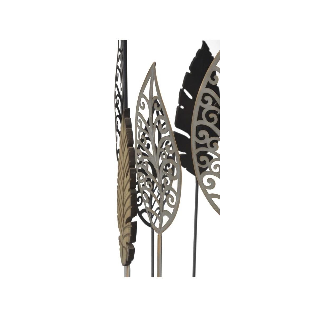 Tavolinetti In Ferro E Legno Foglie Coppia cm.38x55-33x50