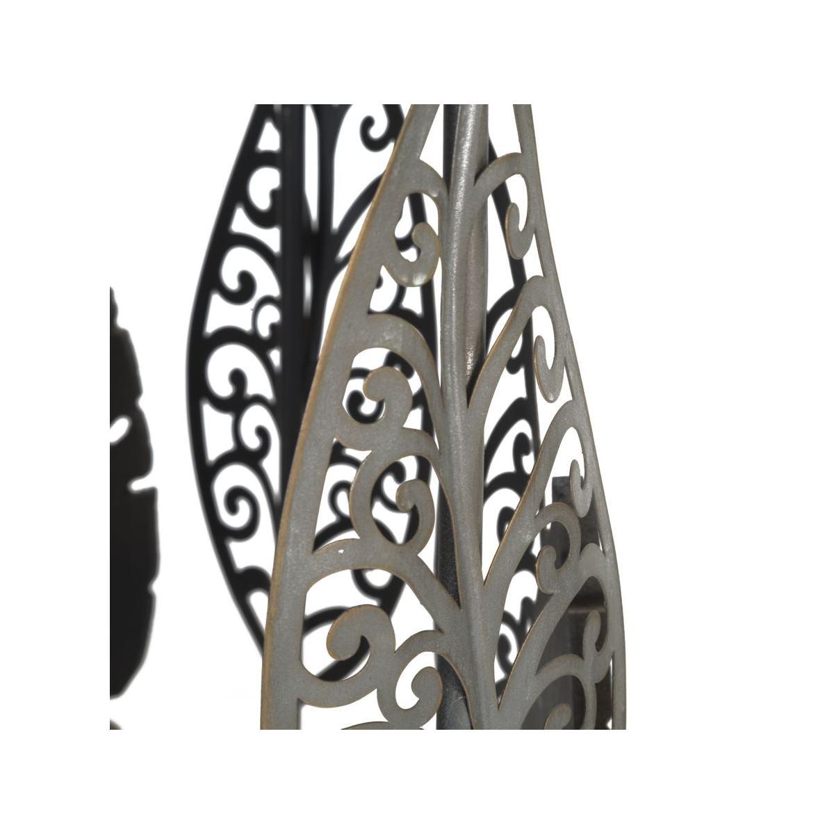 Tavolinetti In Ferro E Legno Foglie Coppia cm.38x55-33x50