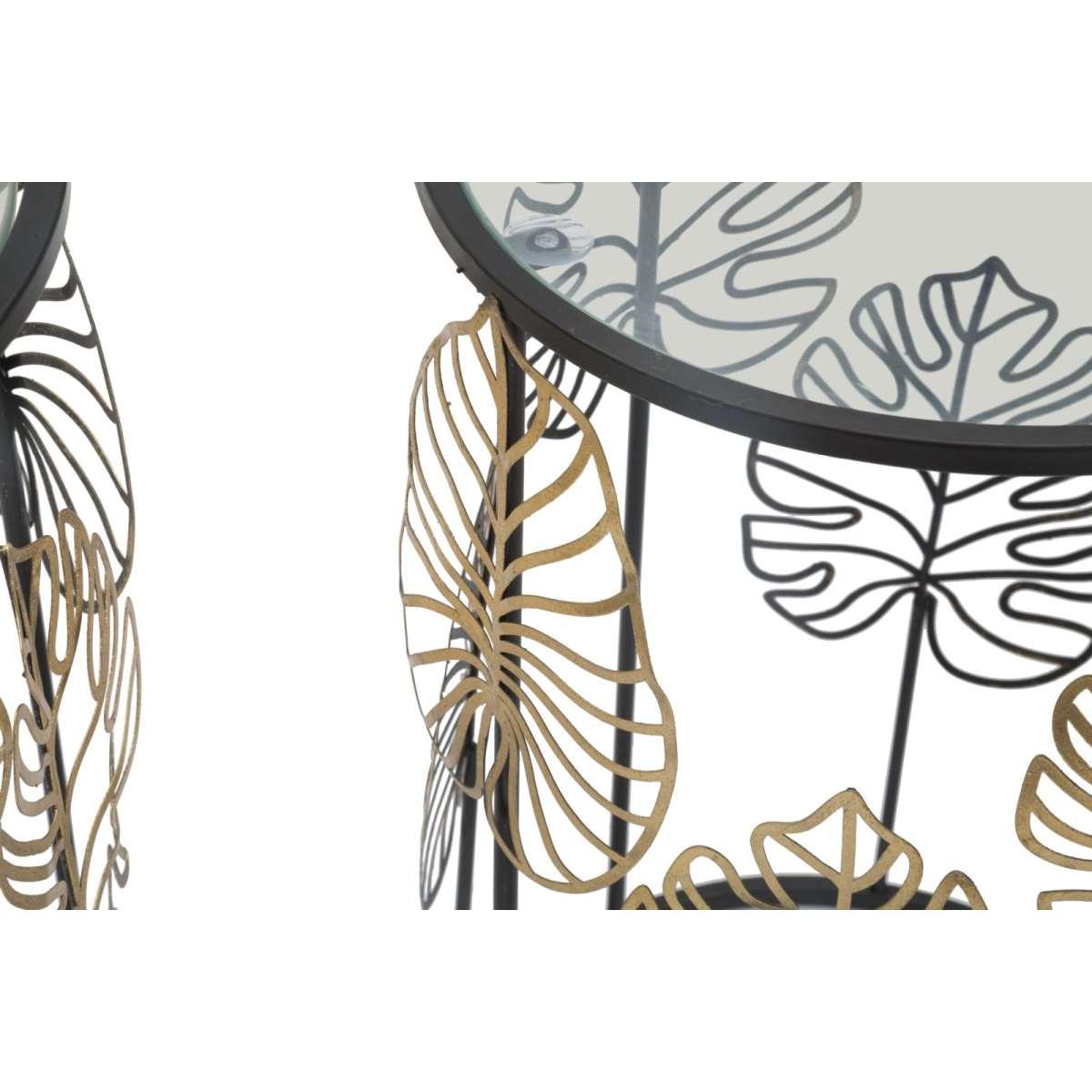 Tavolinetti Foglie Glam Coppia cm.Ø38x55-33x50