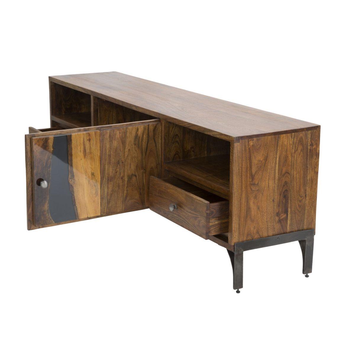 Porta Tv Mustang cm.175x40x60 Legno Di Acacia Nilotica