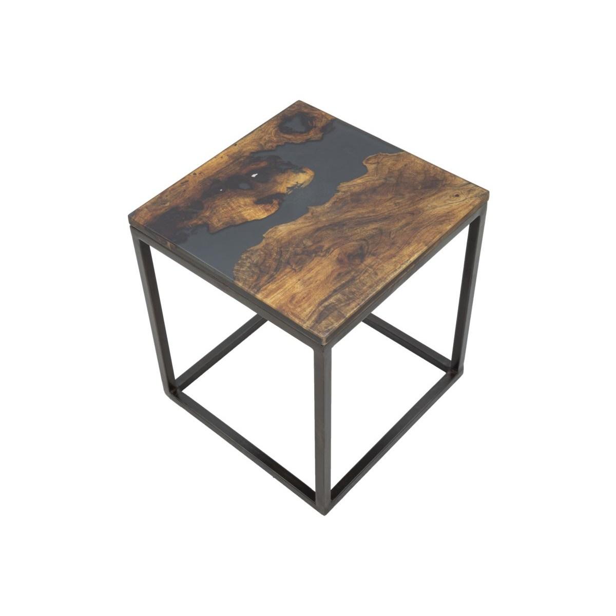 Tavolo Da Caffe' Mustang Quadrato cm.40x40x45 Legno Di Acacia Nilotica