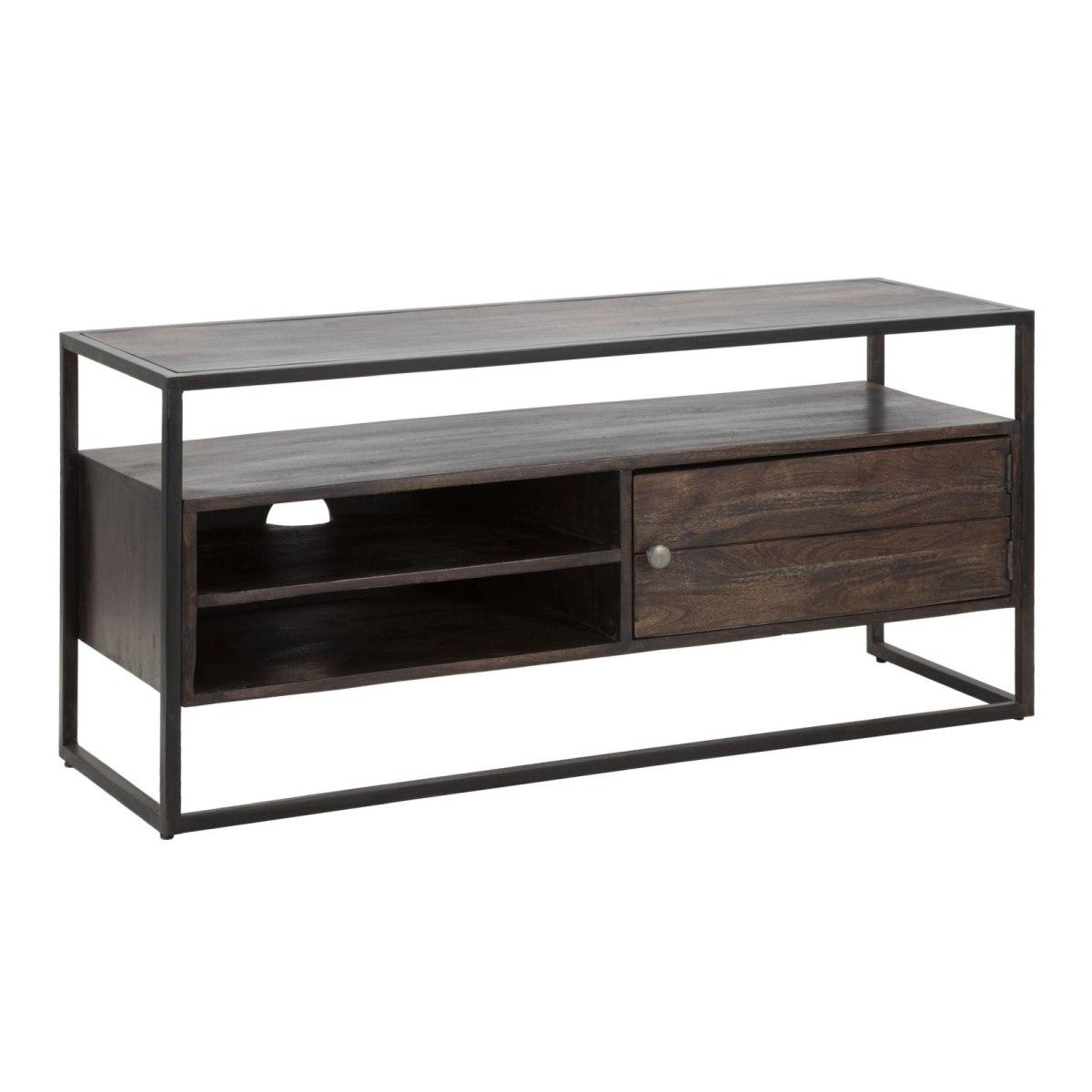 Porta Tv Burn cm.120x40x55 Legno Di Acacia Nilotica
