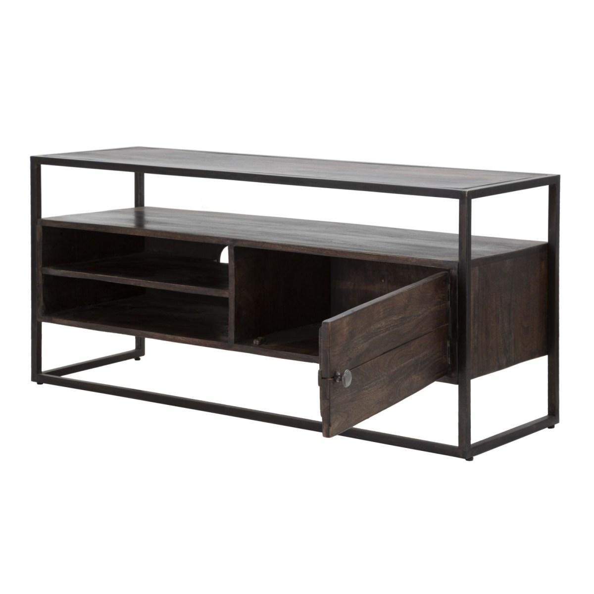 Porta Tv Burn cm.120x40x55 Legno Di Acacia Nilotica