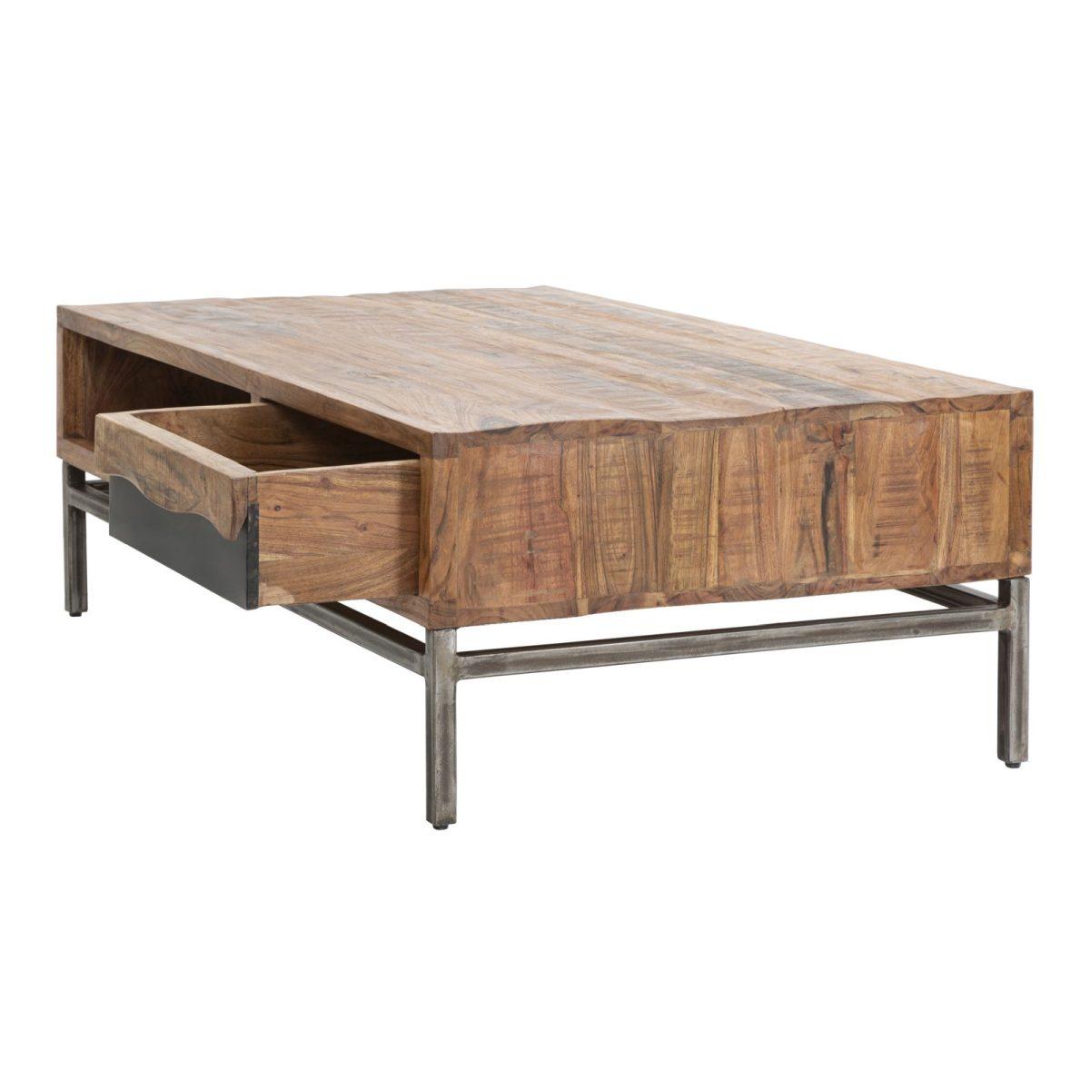 Tavolo Da Caffe' Yellowstone cm.118x70x40 Legno Di Acacia Nilotica