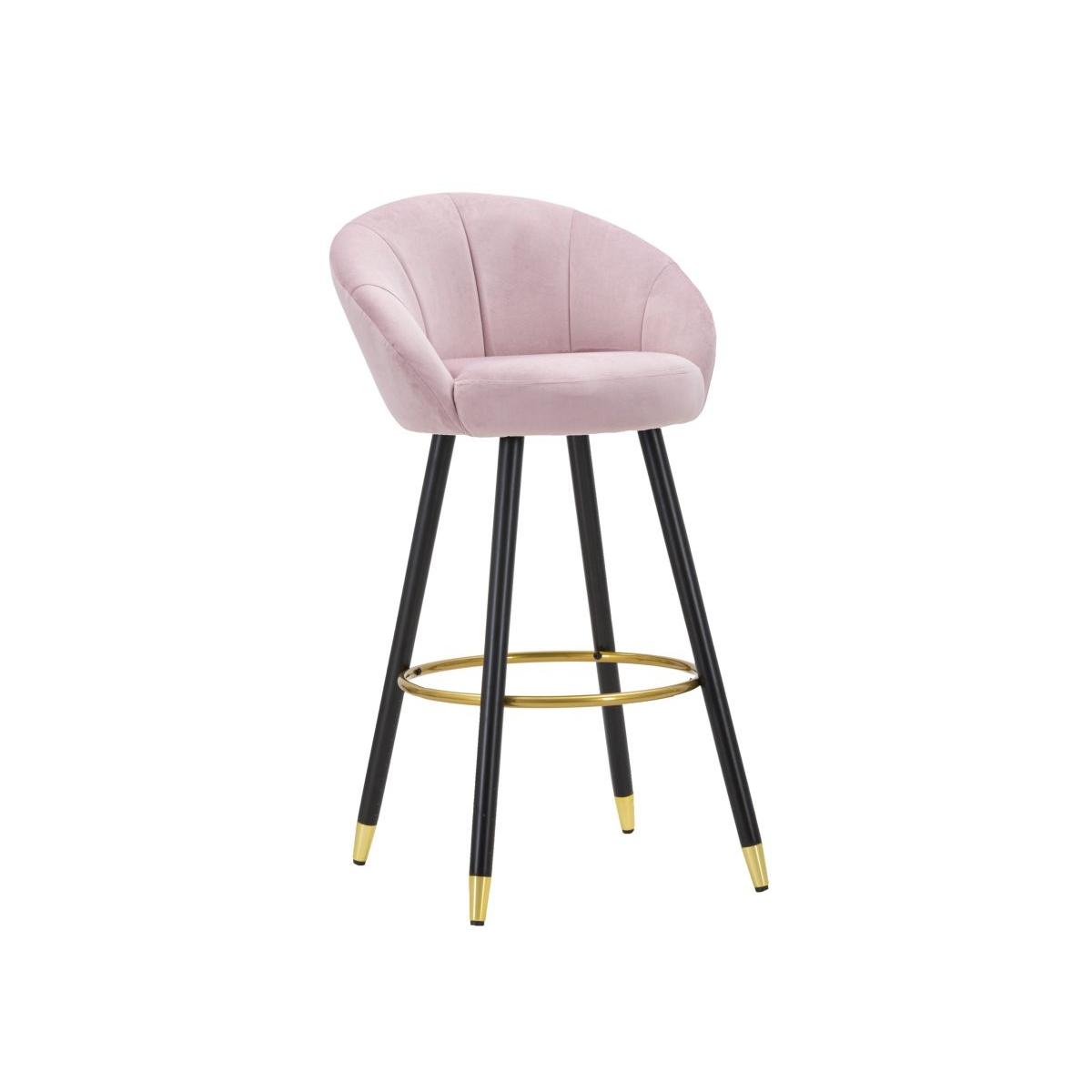 Sgabello Bar Prague Rosa cm.55x56x104 Altezza Seduta 80Cm