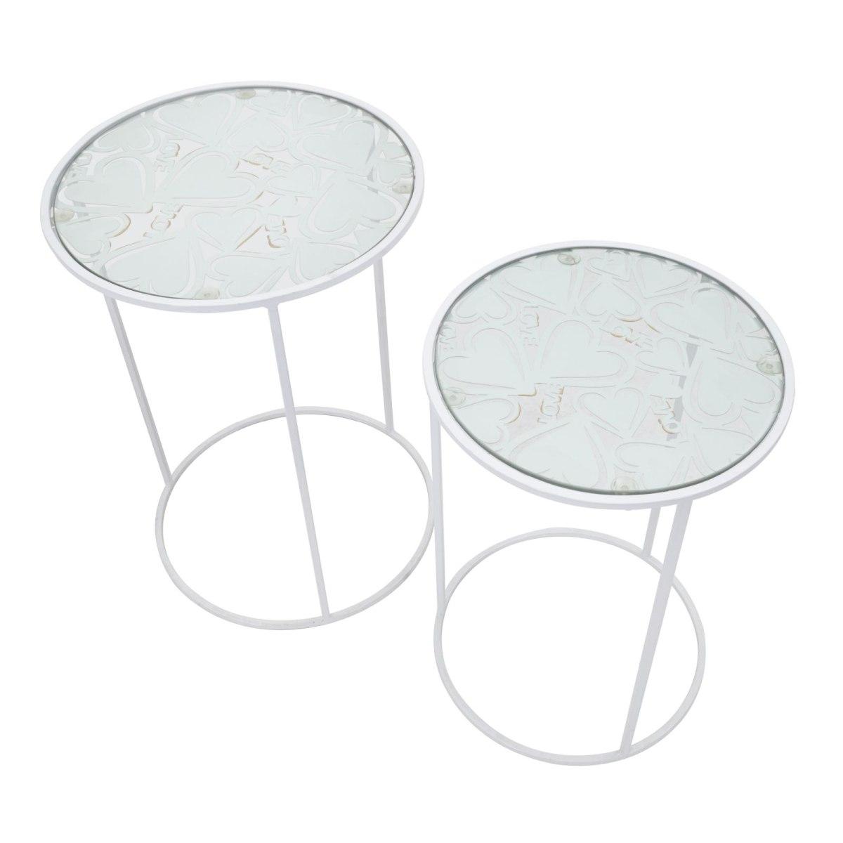 Tavolinetti White Harts Coppia cm.Ø43x60-38x55