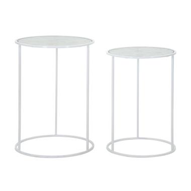 Tavolinetti White Harts Coppia cm.Ø43x60-38x55