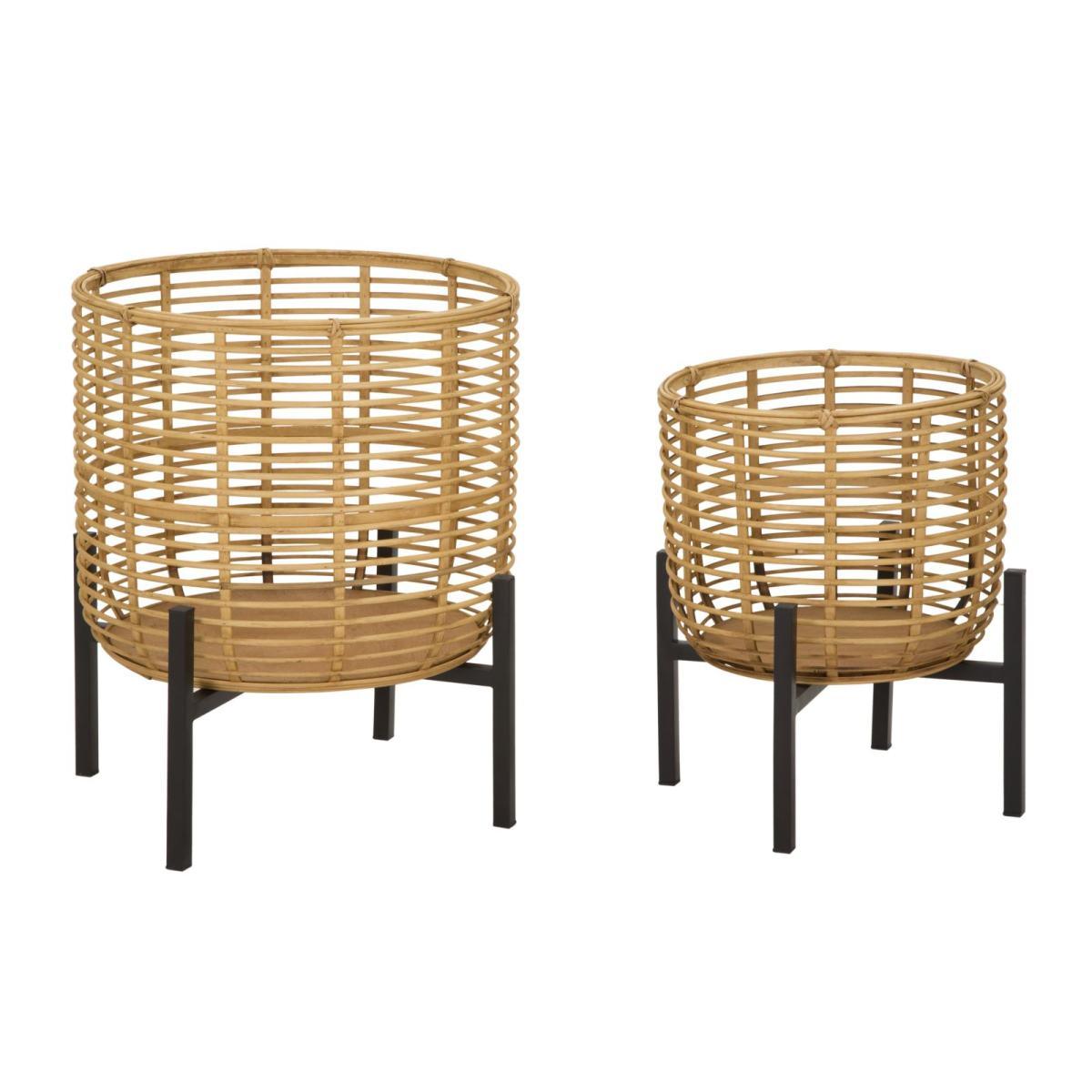 Porta Vasi Rattan Coppia cm.Ø41x47-33x39