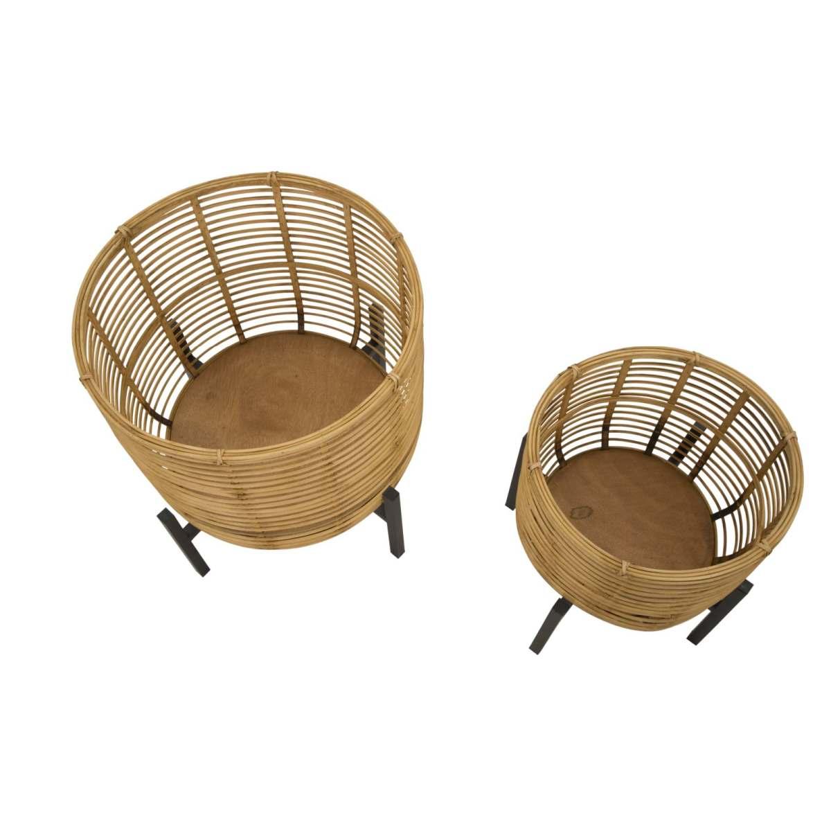 Porta Vasi Rattan Coppia cm.Ø41x47-33x39