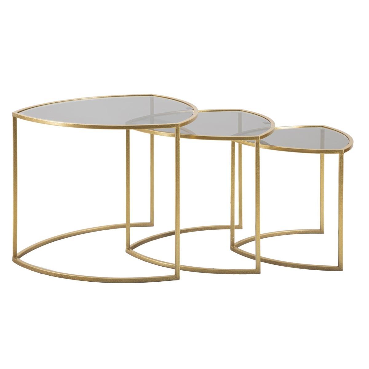 Tavolinetti Da Caffe' Triangle Set 3 Pz cm.Ø60x50-50x45-40x40