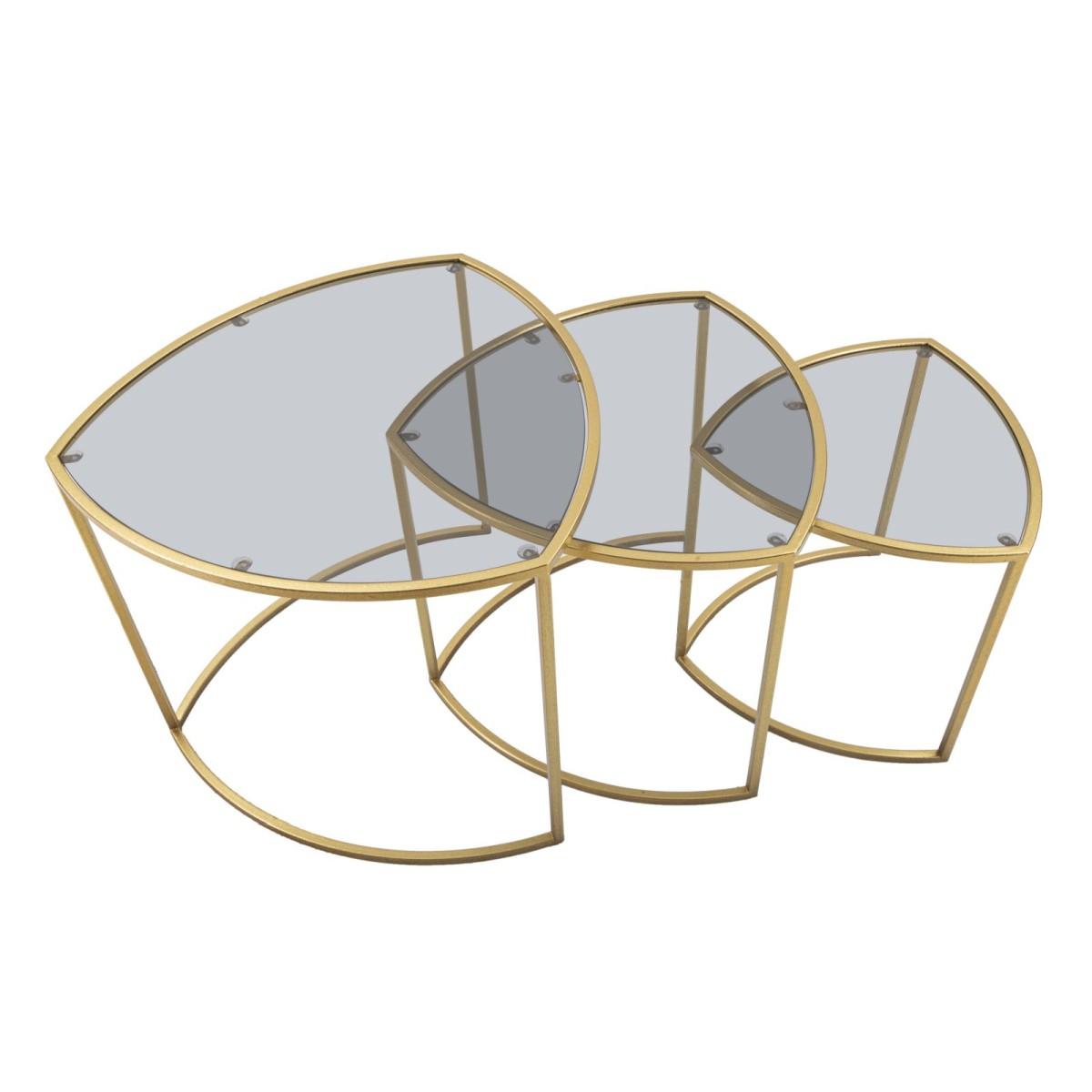 Tavolinetti Da Caffe' Triangle Set 3 Pz cm.Ø60x50-50x45-40x40