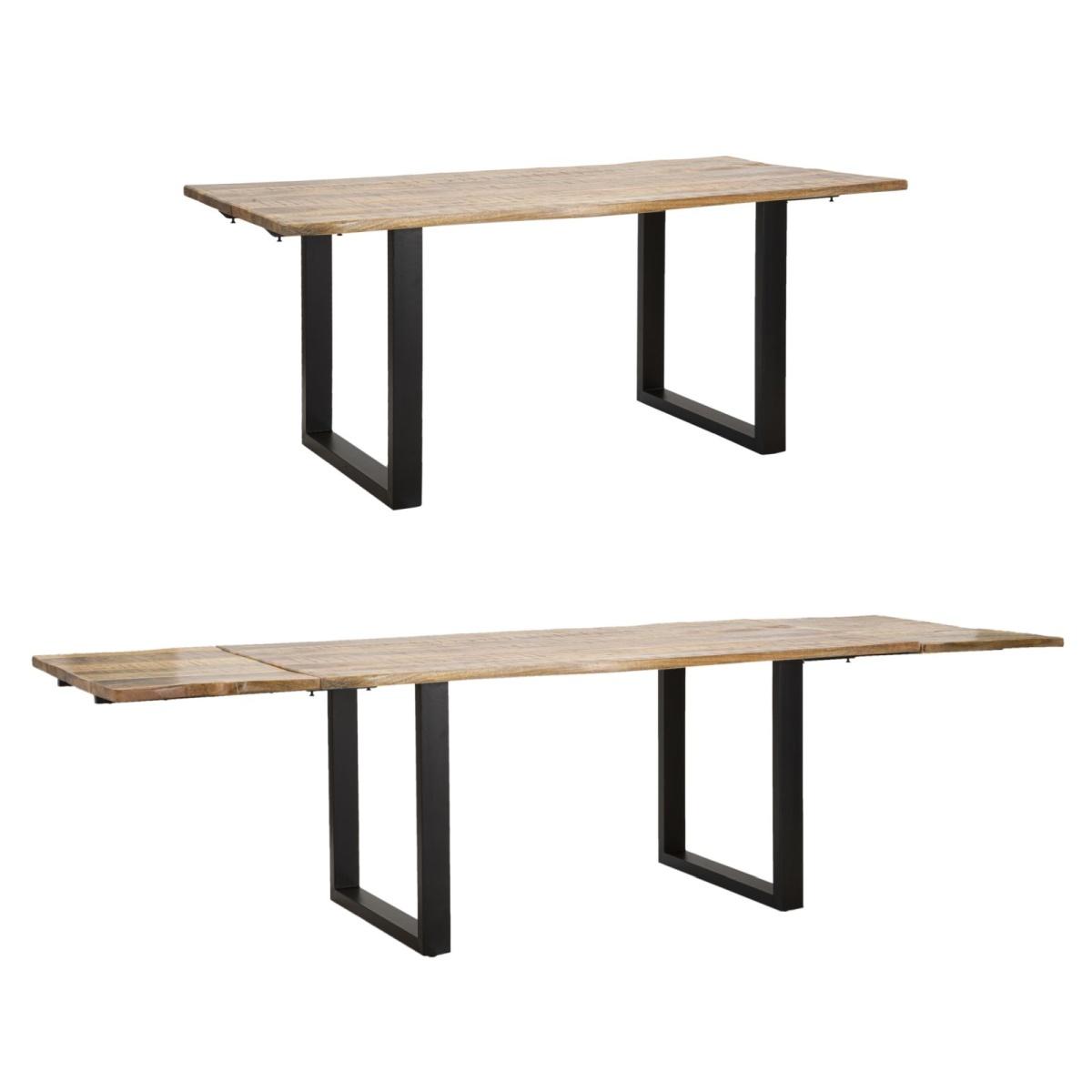 Tavolo Da Pranzo Edge All. cm.180x90x77-Lunghezza Totale 280 Legno Di Mango