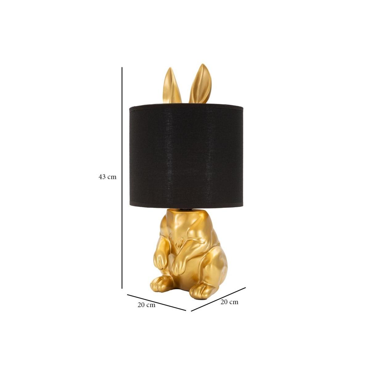 Lampada Da Tavolo Coniglio Oro Nero Con Paralume cm.Ø20x43