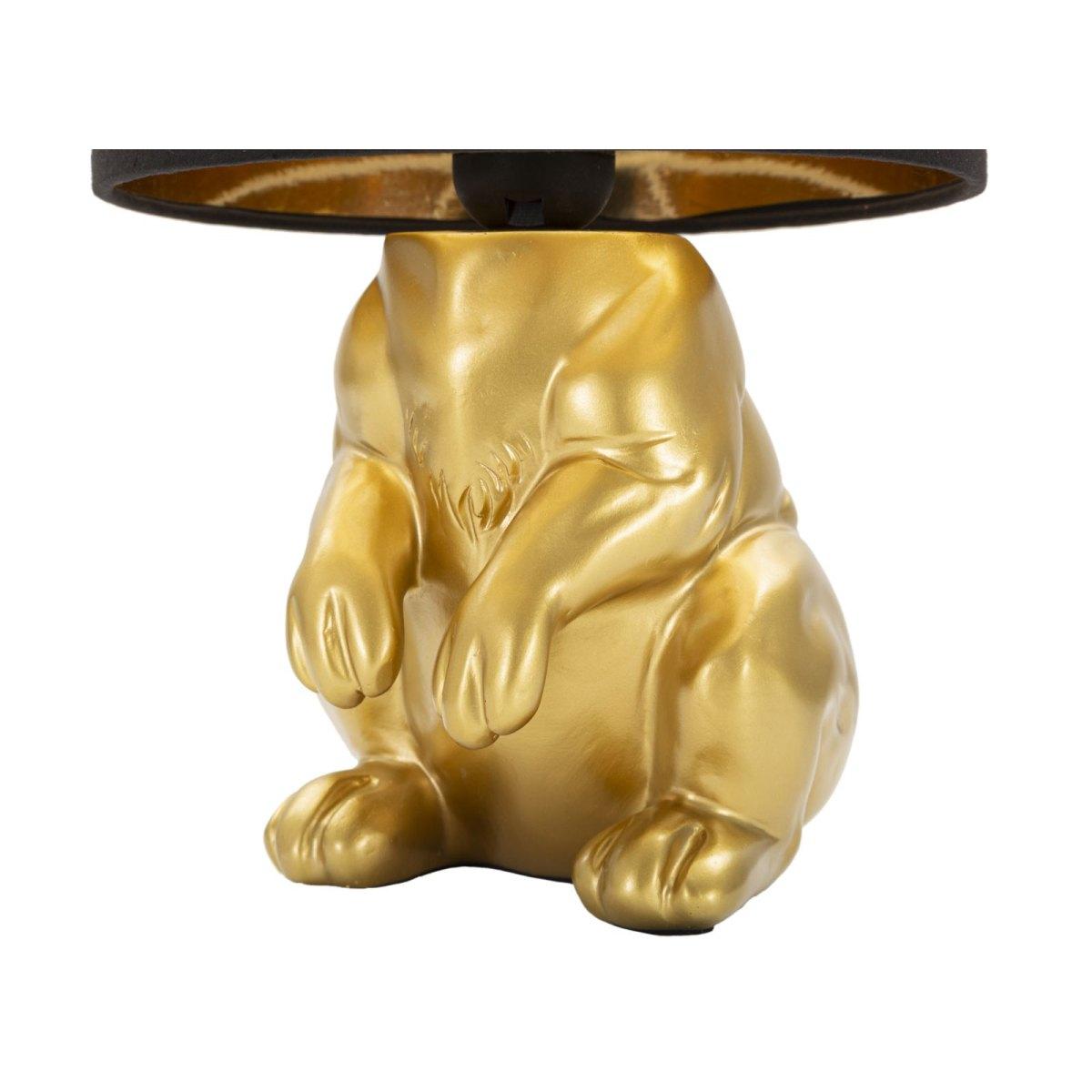 Lampada Da Tavolo Coniglio Oro Nero Con Paralume cm.Ø20x43