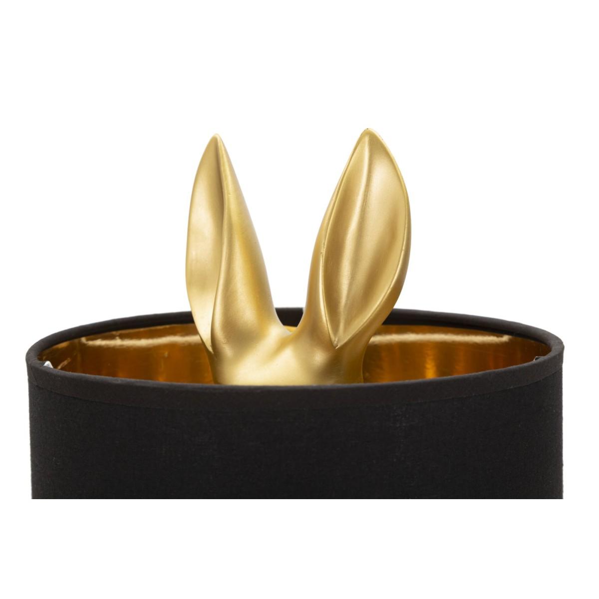 Lampada Da Tavolo Coniglio Oro Nero Con Paralume cm.Ø20x43