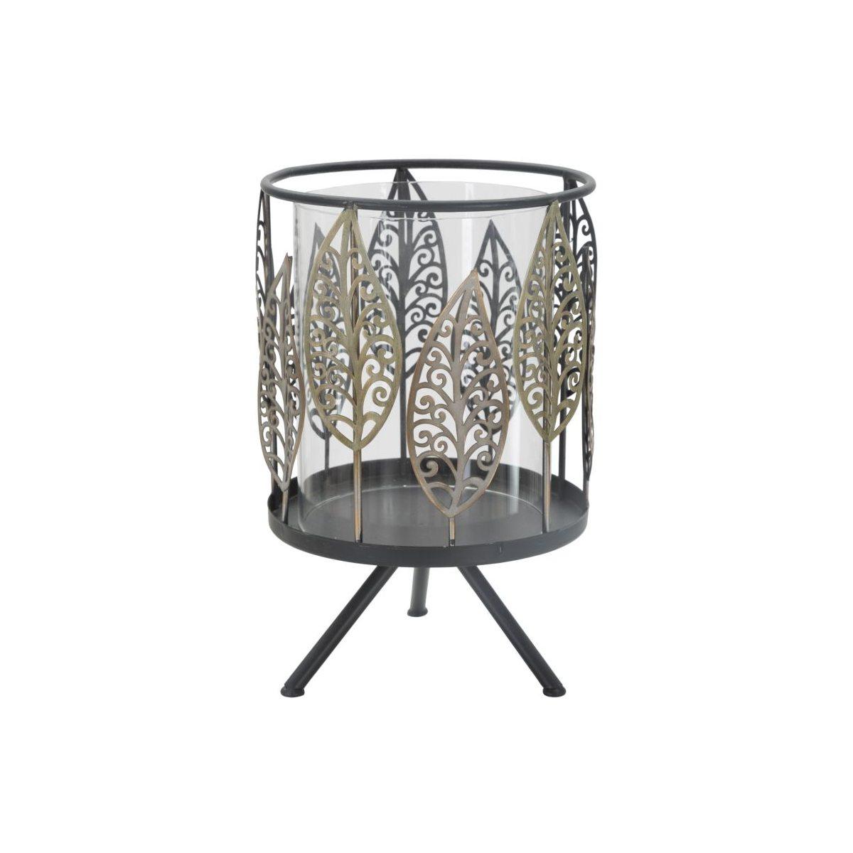 Portacandela Foglie Iron cm.Ø15x24