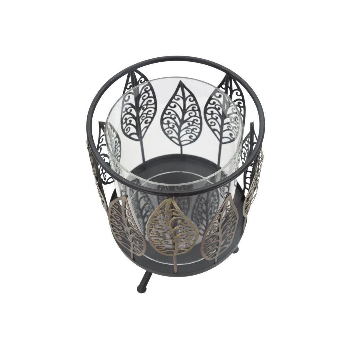 Portacandela Foglie Iron cm.Ø15x24