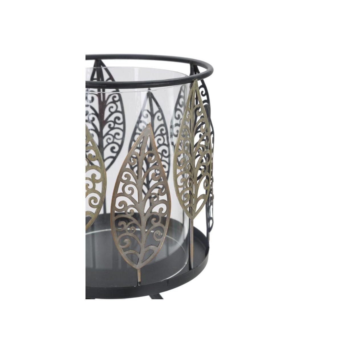 Portacandela Foglie Iron cm.Ø15x24