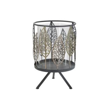Portacandela Foglie Iron cm.Ø15x24