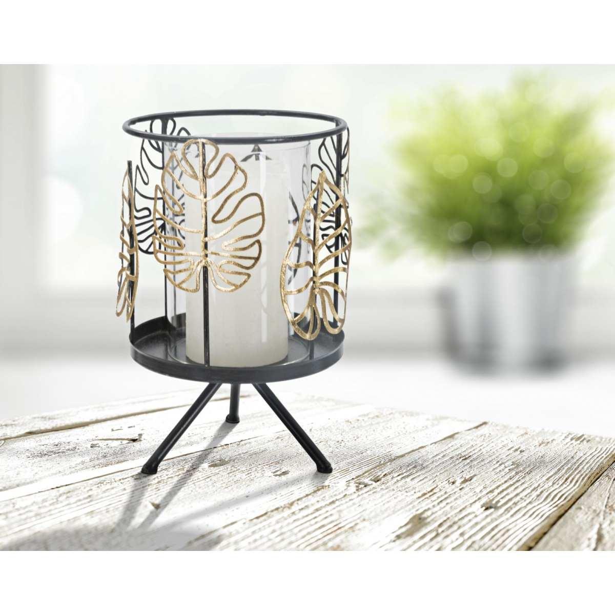 Portacandela Foglie Gold cm.Ø15x23,3