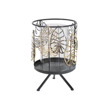 Portacandela Foglie Gold cm.Ø15x23,3