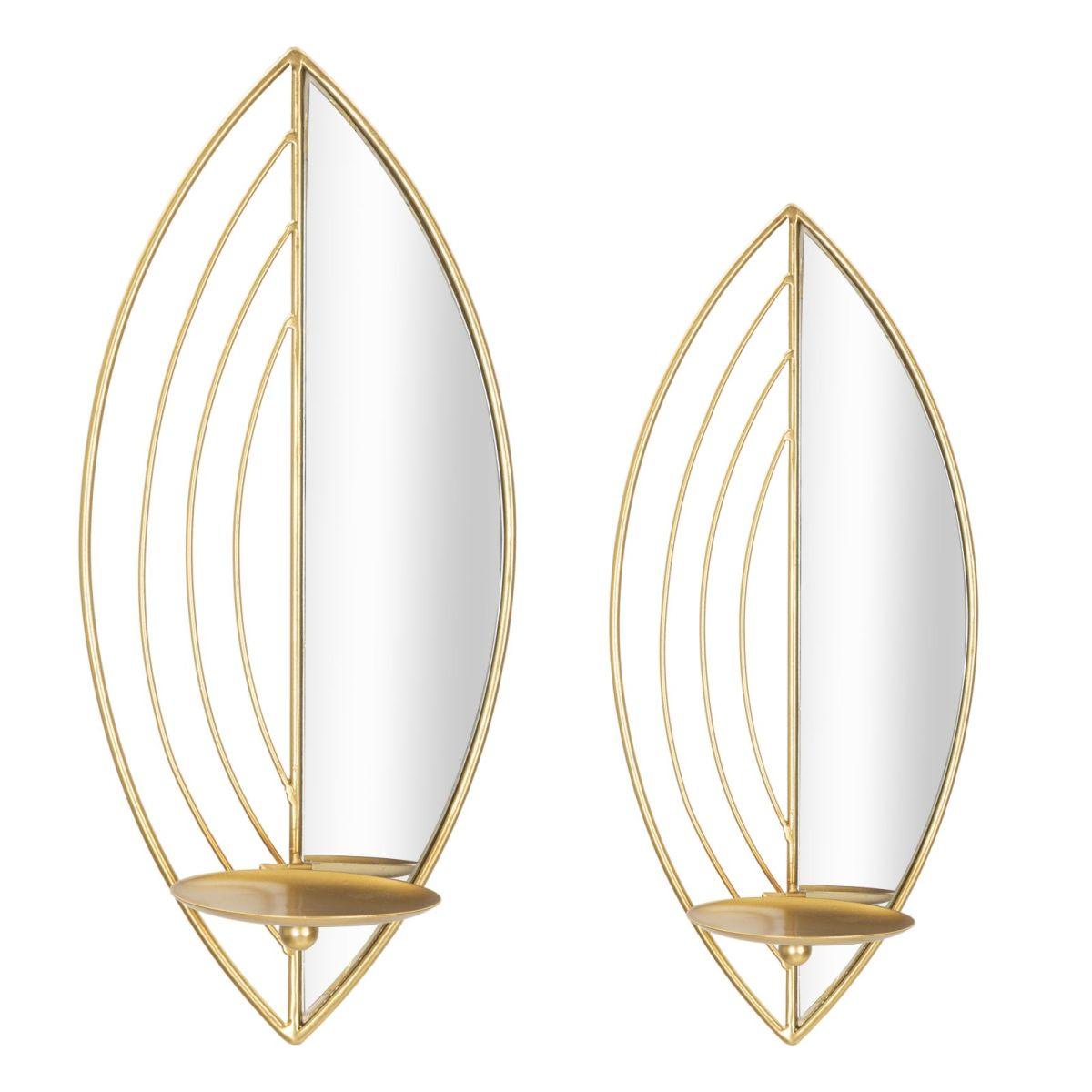 Portacandela Leaf Da Muro Coppia cm.18x13x41-15x13x35
