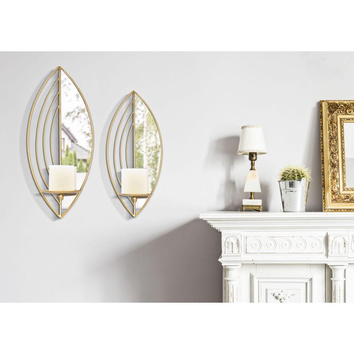 Portacandela Leaf Da Muro Coppia cm.18x13x41-15x13x35