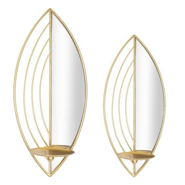 Portacandela Leaf Da Muro Coppia cm.18x13x41-15x13x35