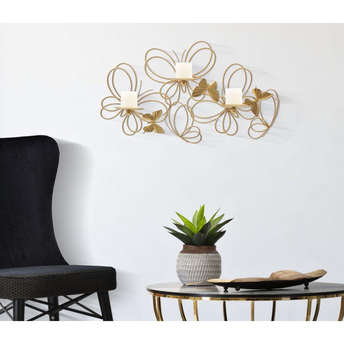 Portacandela Da Muro Farfalle cm.61x12x34