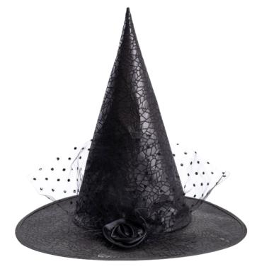 Cappello Strega Nero Con Rosa E Velo |Carnival Toys