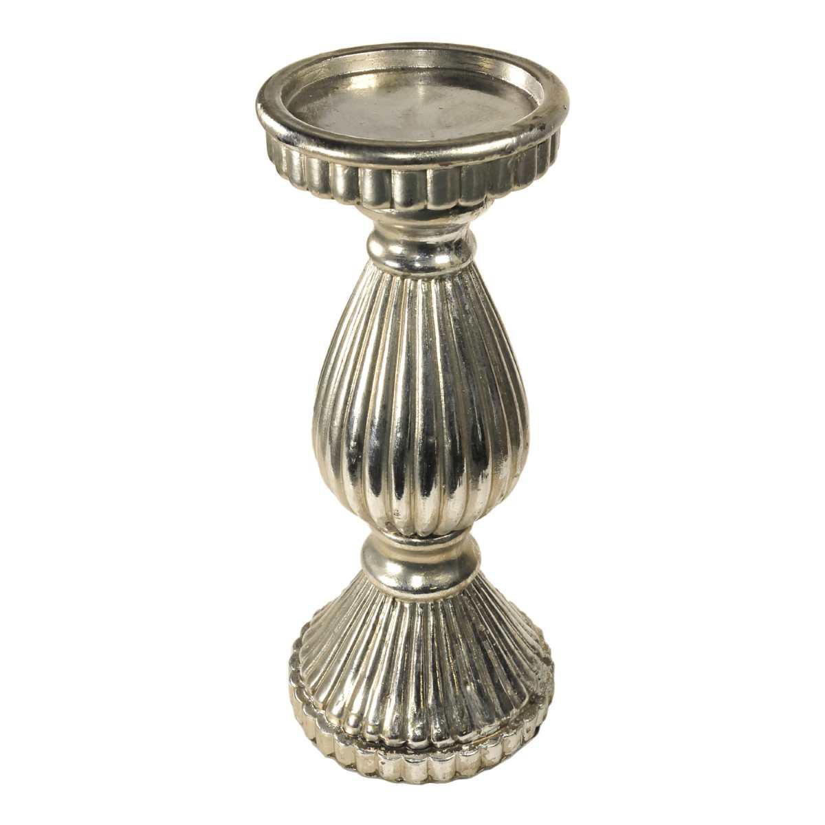 Portacandela Argento Resina cm.Ø16X38 |Innova