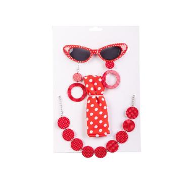 Anni '50 Con Occhiali Foulard Collana Orecchini |Carnival Toys
