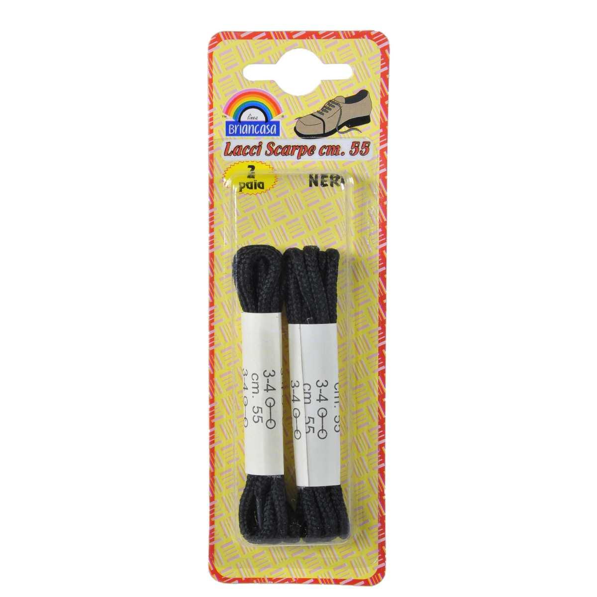 Lacci Scarpe Tondi 55 Nero pz.2 | M2 Store
