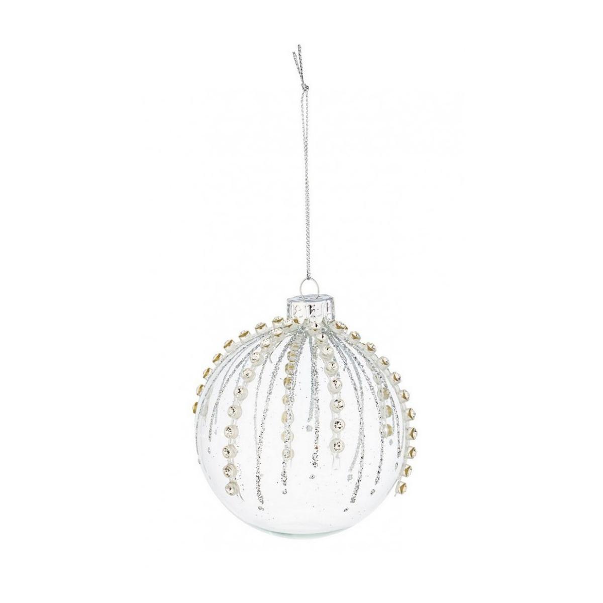 Pallina Natale Vetro cm.Ø8 Trasparente con Brillantini |Bizzotto