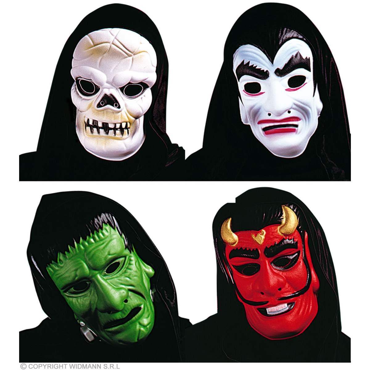 Maschera Viso Horror Con Cappuccio 4 Modelli |Widmann