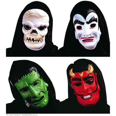 Maschera Viso Horror Con Cappuccio 4 Modelli |Widmann