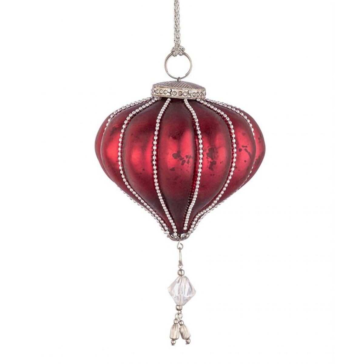 Pallina Natale Vetro Trottola Rosso cm.Ø9,5 |Bizzotto