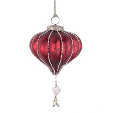 Pallina Natale Vetro Trottola Rosso cm.Ø9,5 |Bizzotto