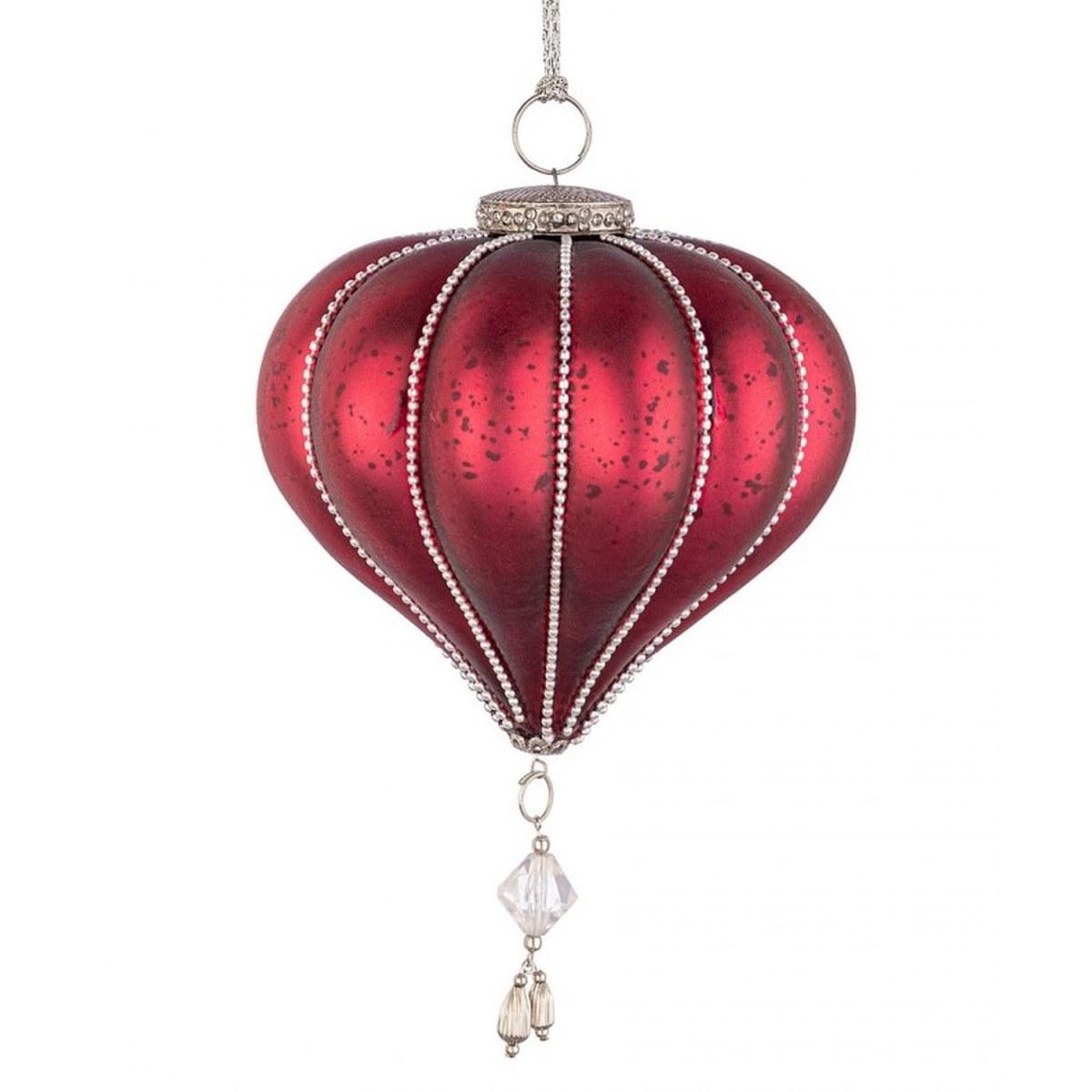 Pallina Natale Vetro Trottola Rossa cm.Ø12,5 |Bizzotto