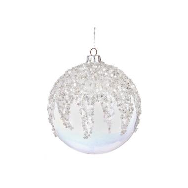 Pallina Natale Vetro Jemt. Argento cm.Ø10 |Bizzotto