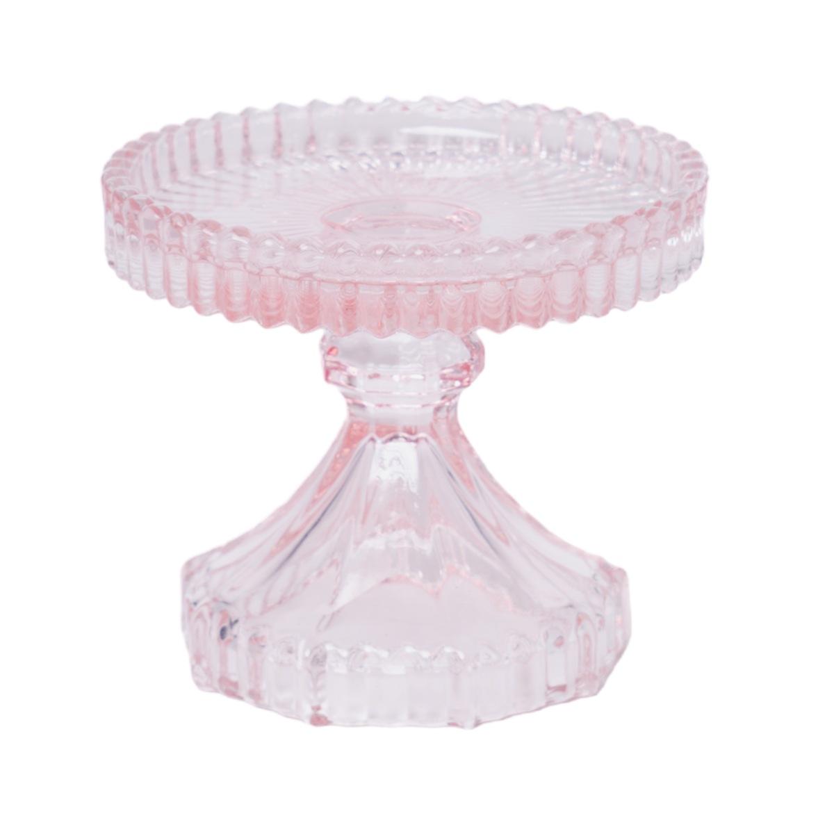 Portacandela 1 Posto Vetro Kristal Rosa cm.Ø10 |Silani